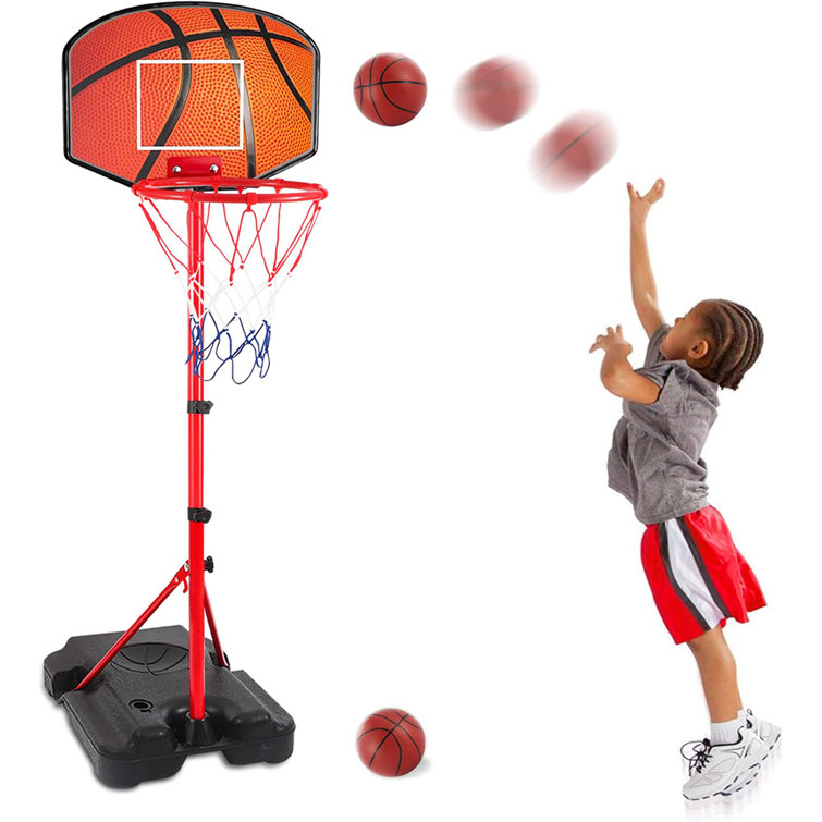 A Home Adjustable Height Toddler Basketball Hoop with Basketball(s